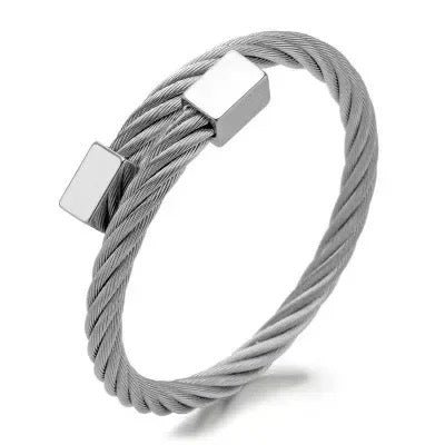 Silver stainless steel cable bracelet for men online in pakistan