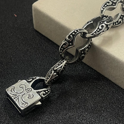 Antique Silver Viking Link Chain Bracelet For Men