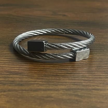 Silver stainless steel cable bracelet for men online in pakistan