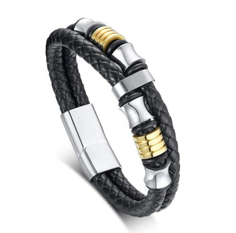 black leather bracelet for men online in pakistan