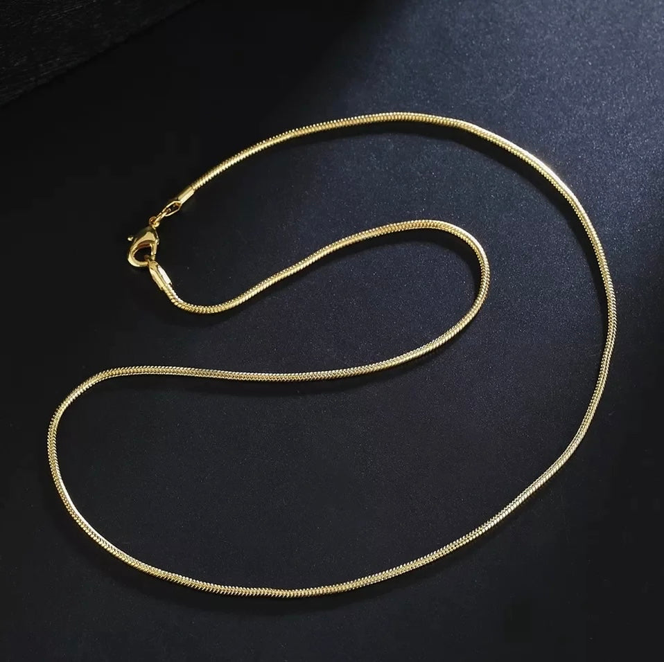 1mm Sleek Golden Round Snake Neck Chain