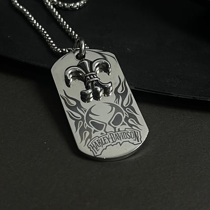 Harly Davidson Wings Dogtag Pendant Necklace