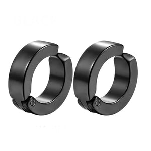 Stainless Steel Black Non-Piercing Magnetic Bali Stud Earring For Men