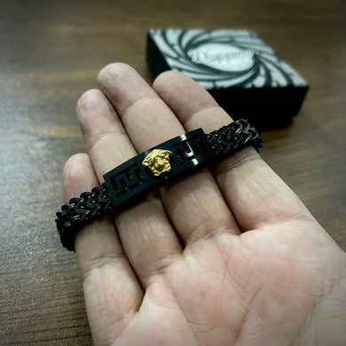 Black Versace Crown Foxtail Bracelet for Men