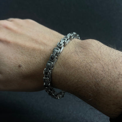 6mm silver stainless steel byzantine link chain bracelet for men online in pakistan
