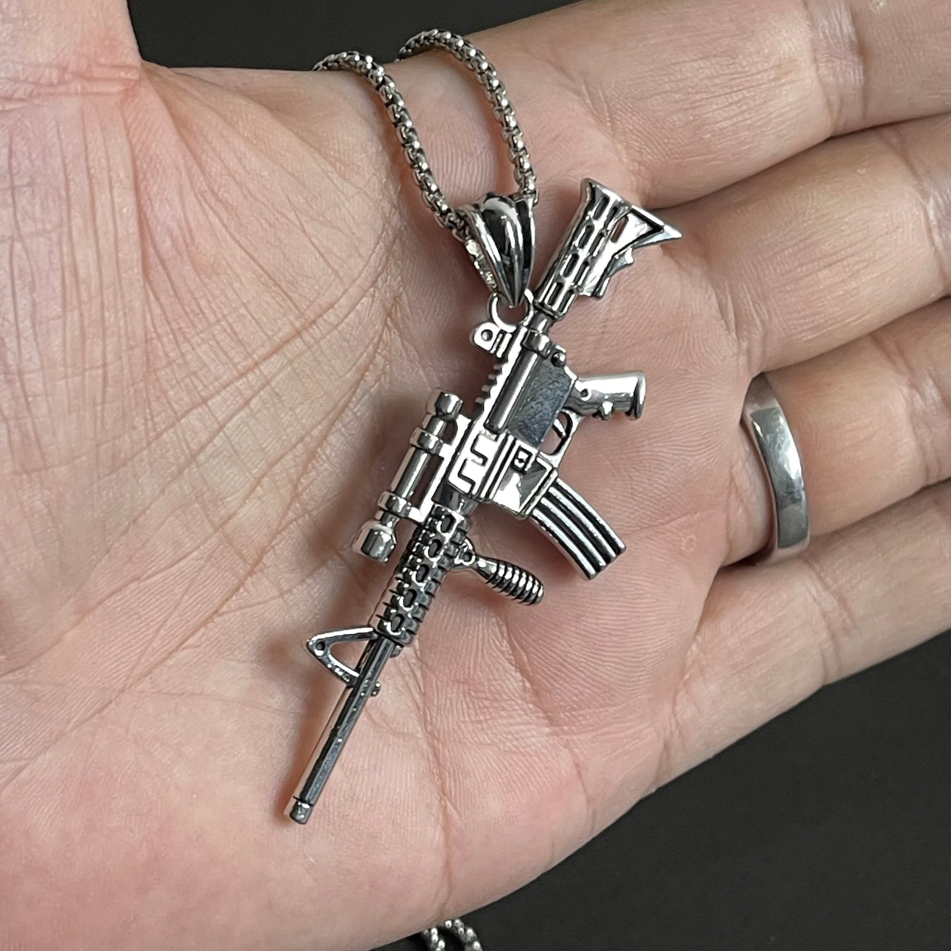 Fashion M4 Carbine Rifle Pendant Necklace For Men in Pakistan