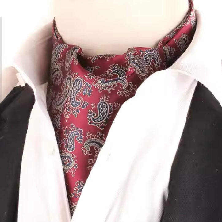 Men's Ascot Maroon & Golden Paisley Paisley Jacquard Woven Cravat Tie