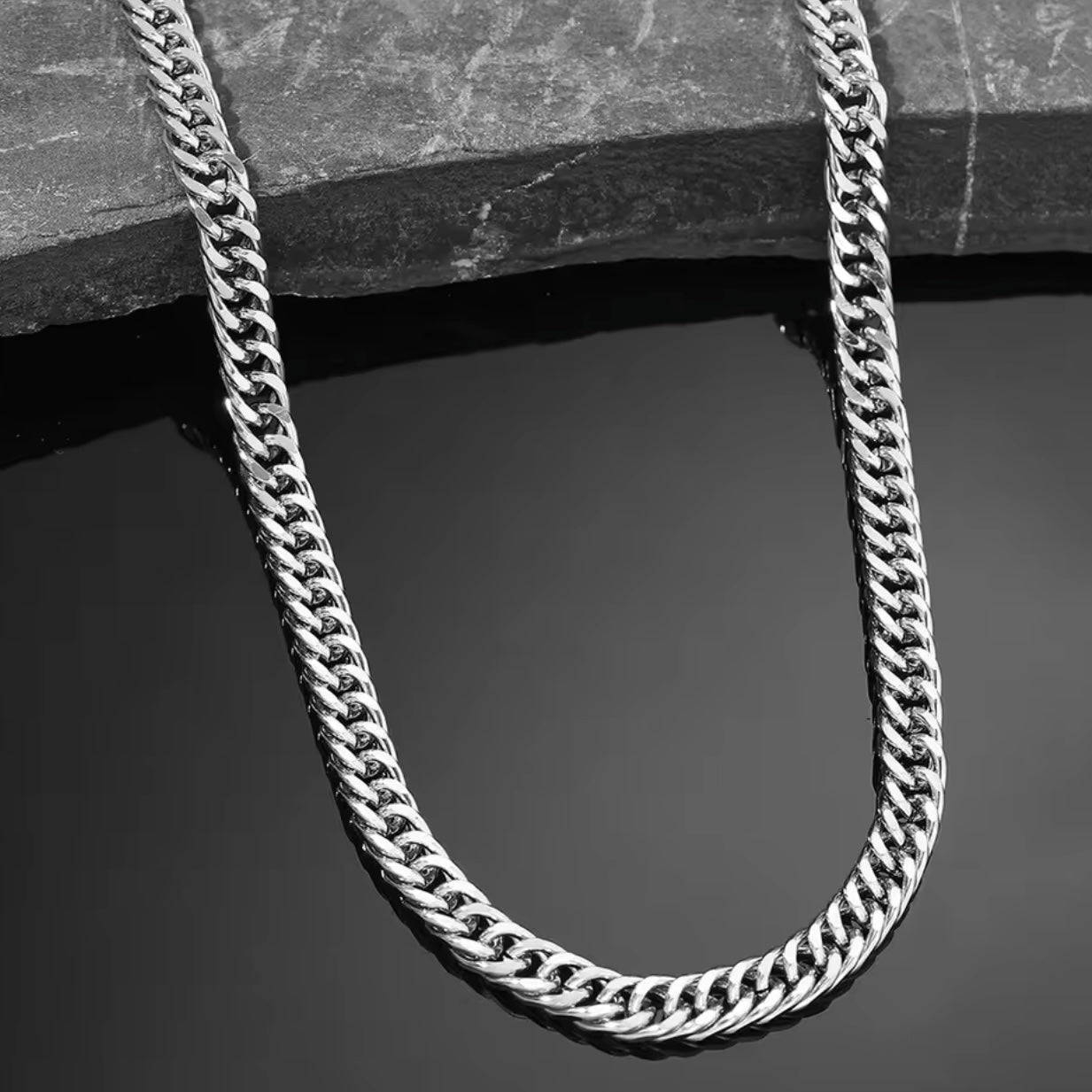 10mm Silver Cuban Link Neck Chain For Men