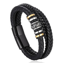 Load image into Gallery viewer, black layered leather bracelet for men online in Pakistan