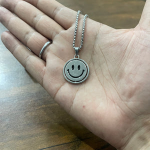 Stainless Steel Smiley Coin Pendant Necklace For Men