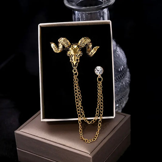 golden markhor brooch with chain for men online in pakistan