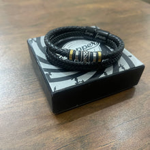 Load image into Gallery viewer, black layered leather bracelet for men online in Pakistan