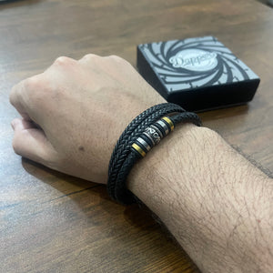 black layered leather bracelet for men online in Pakistan