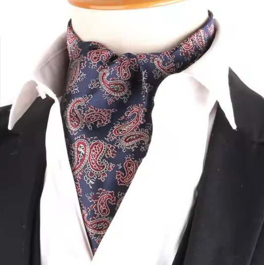 Men's Ascot Blue & Red Paisley Jacquard Woven Cravat Tie