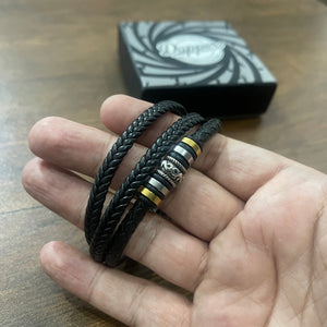 black layered leather bracelet for men online in Pakistan