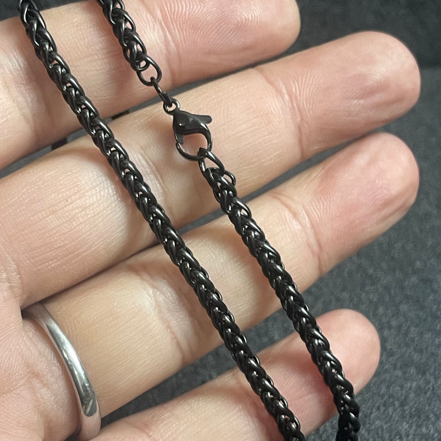 4mm black wheat keel neck chain for men online in pakistan