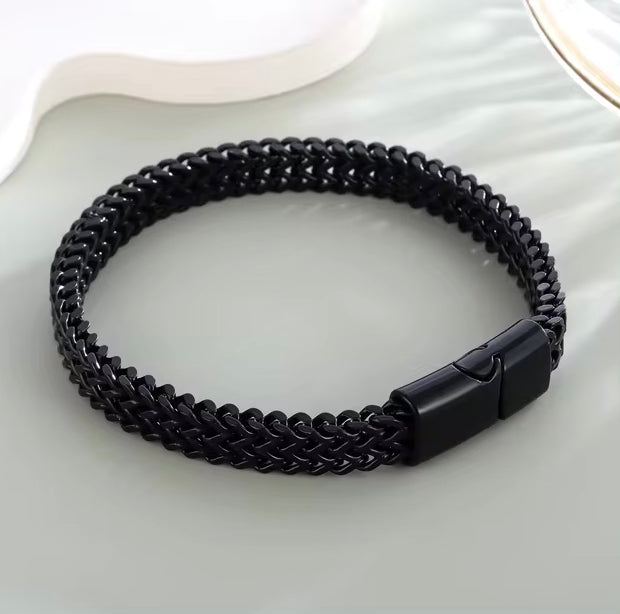 8mm Black Foxtail Chain Bracelet for Men Punk Biker Bracelet