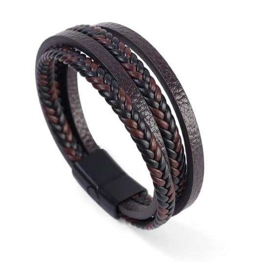 brown layered leather bracelet for men online in pakistan