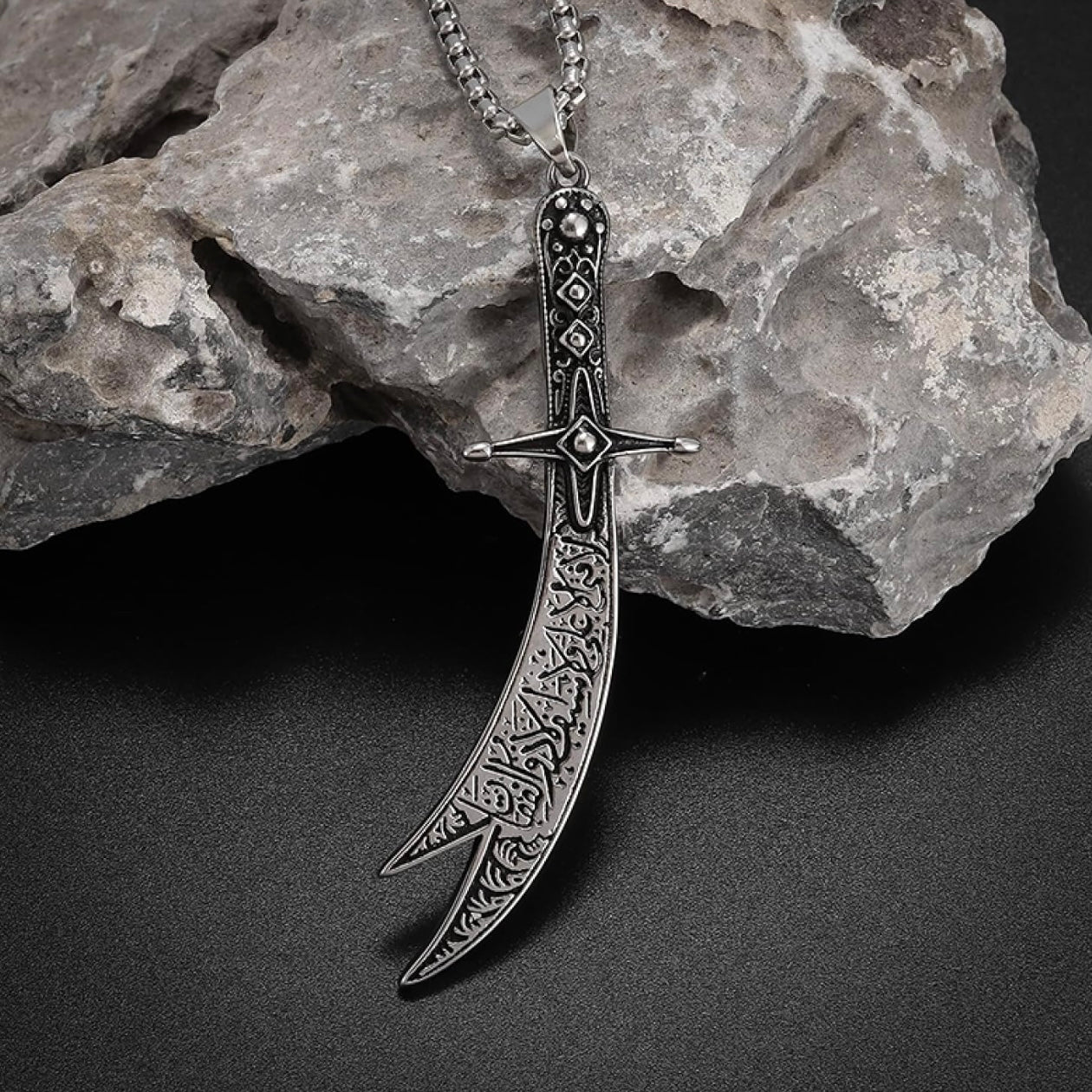 La-Fateh Illa Ali Zulfiqar Sword  Pendant Necklace