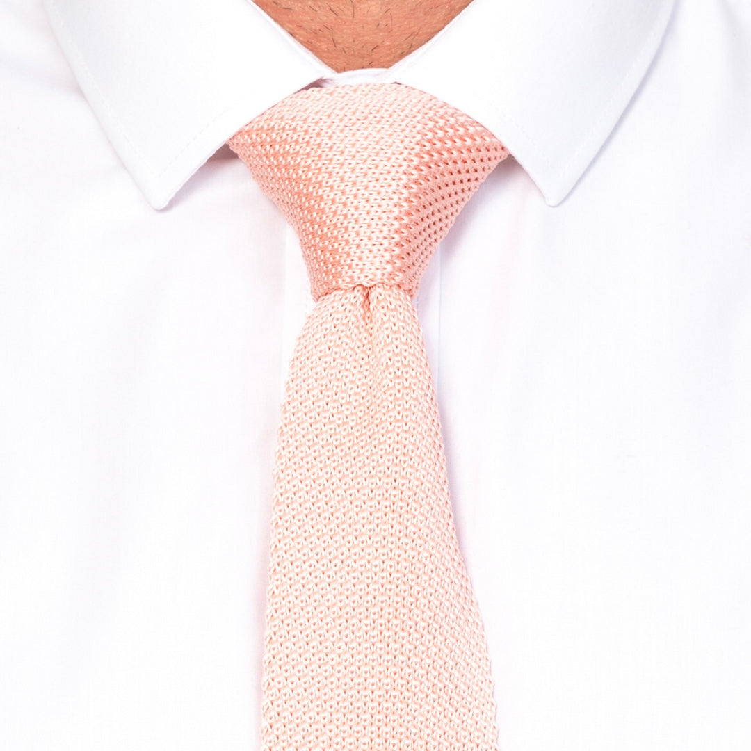 Premium Peach Pointed Knitted Tie For Men