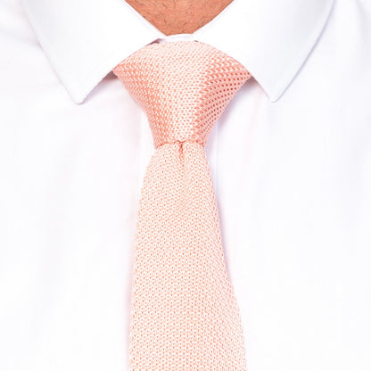 Premium Peach Pointed Knitted Tie For Men