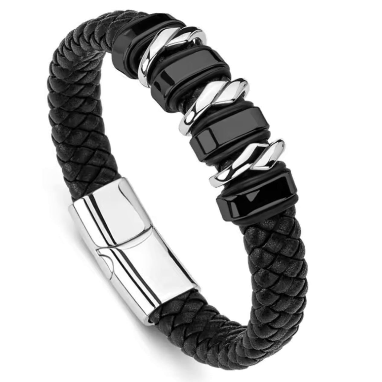 black leather bracelet for men online in pakistan