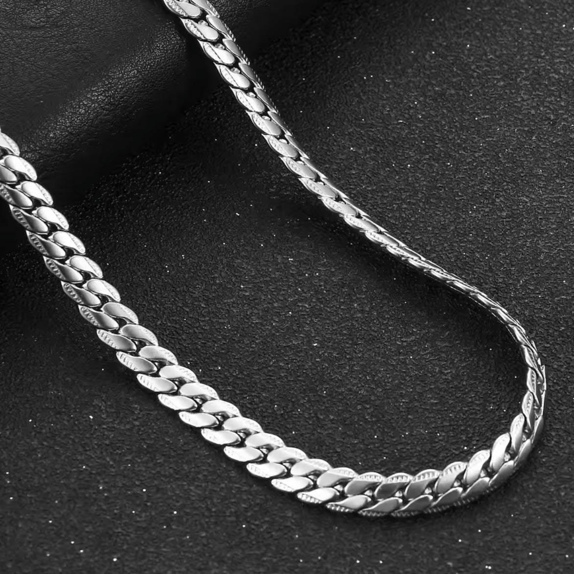 9mm Silver Miami Link Neck Chain For Men