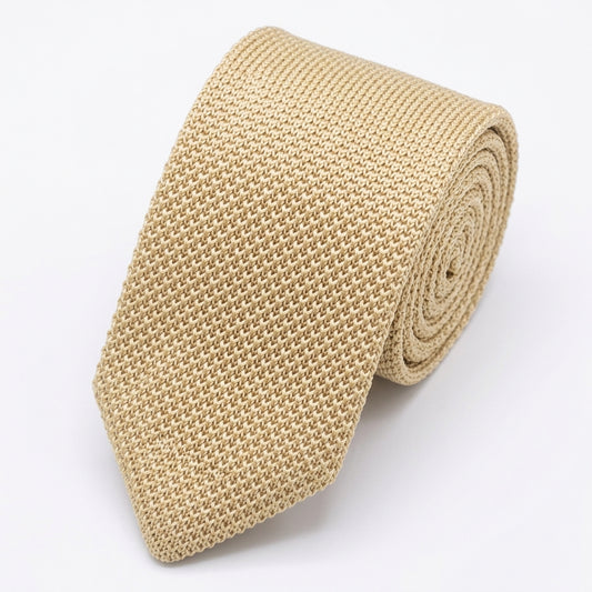 Premium Ivory Pointed Knitted Tie For Men (Off White)