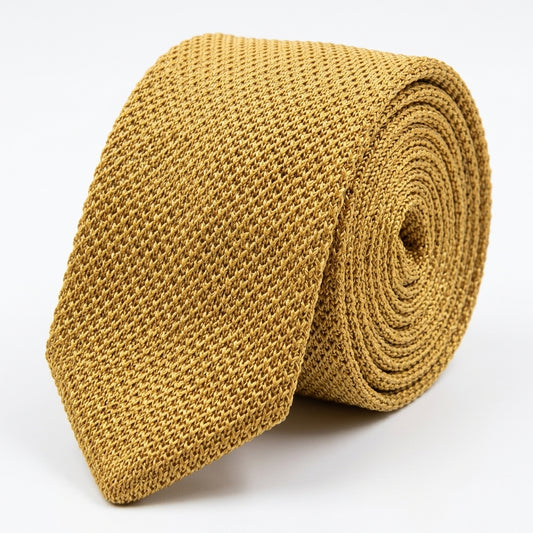Premium Beige Tan Pointed Knitted Tie For Men (Light Camel)