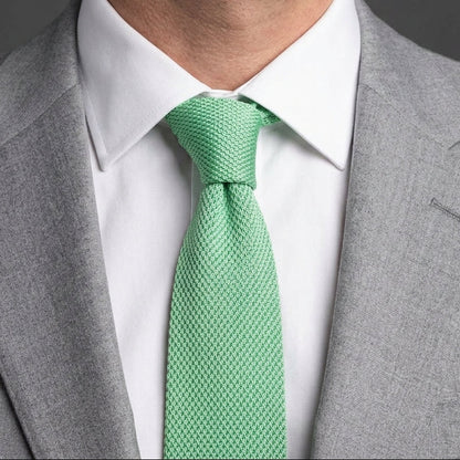 Premium Mint Green Pointed Knitted Tie For Men