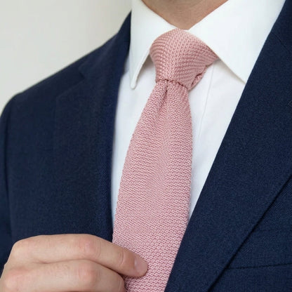 Premium Dusty Rose Pink Pointed Knitted Tie For Men (Mauve)