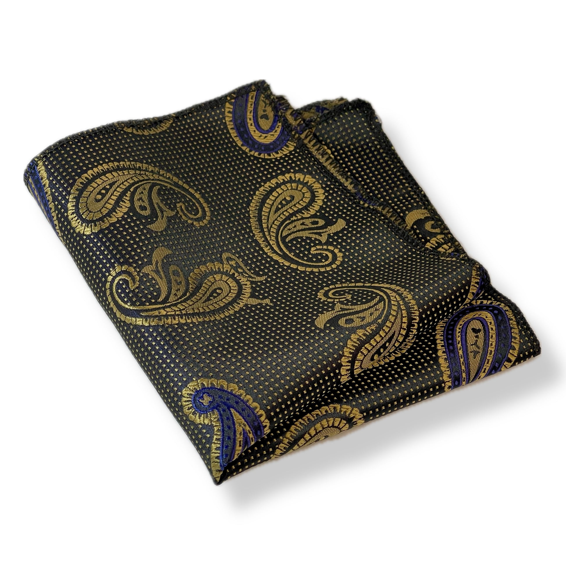 Golden & Black Paisley pocket square handkerchief online in Pakistan