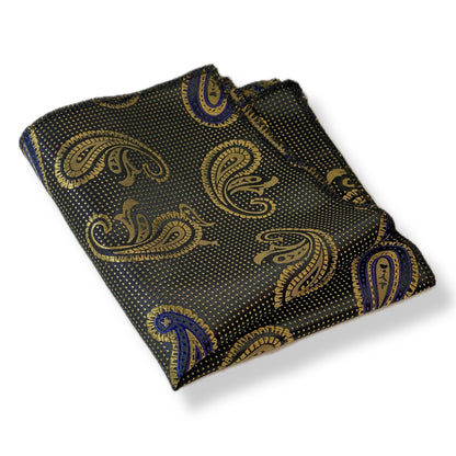 Golden & Black Paisley pocket square handkerchief online in Pakistan