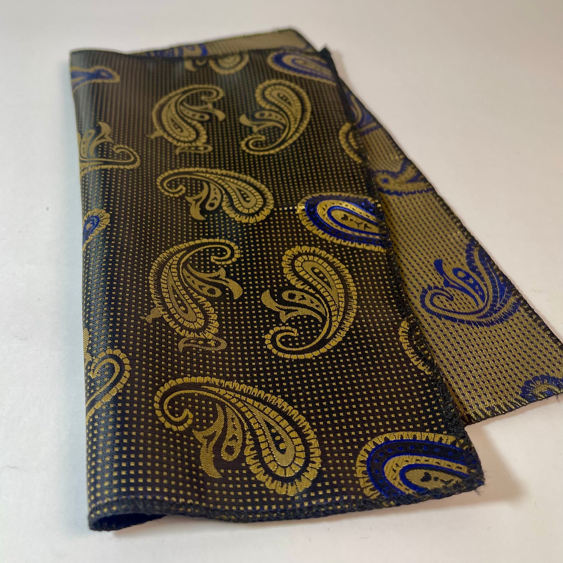 Golden & Black Paisley pocket square handkerchief online in Pakistan