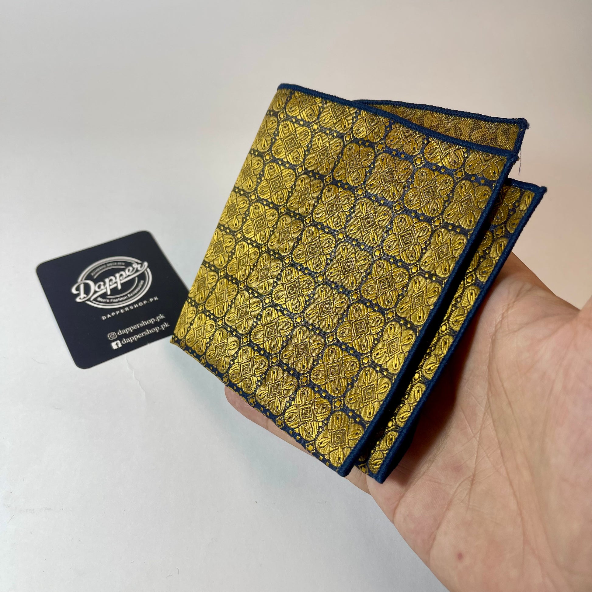 Golden Square Pattern Pocket Square handkerchief online in pakistan