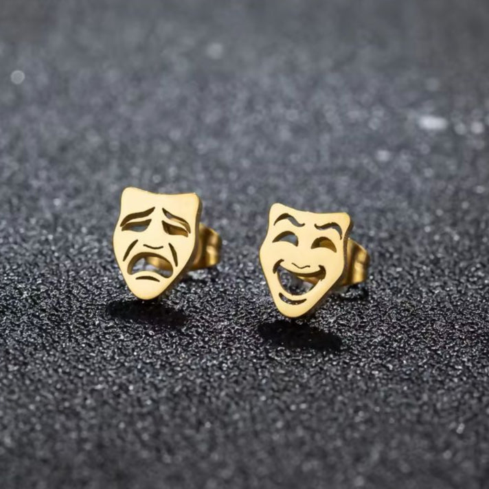 Golden mask earrings for men in Pakistan