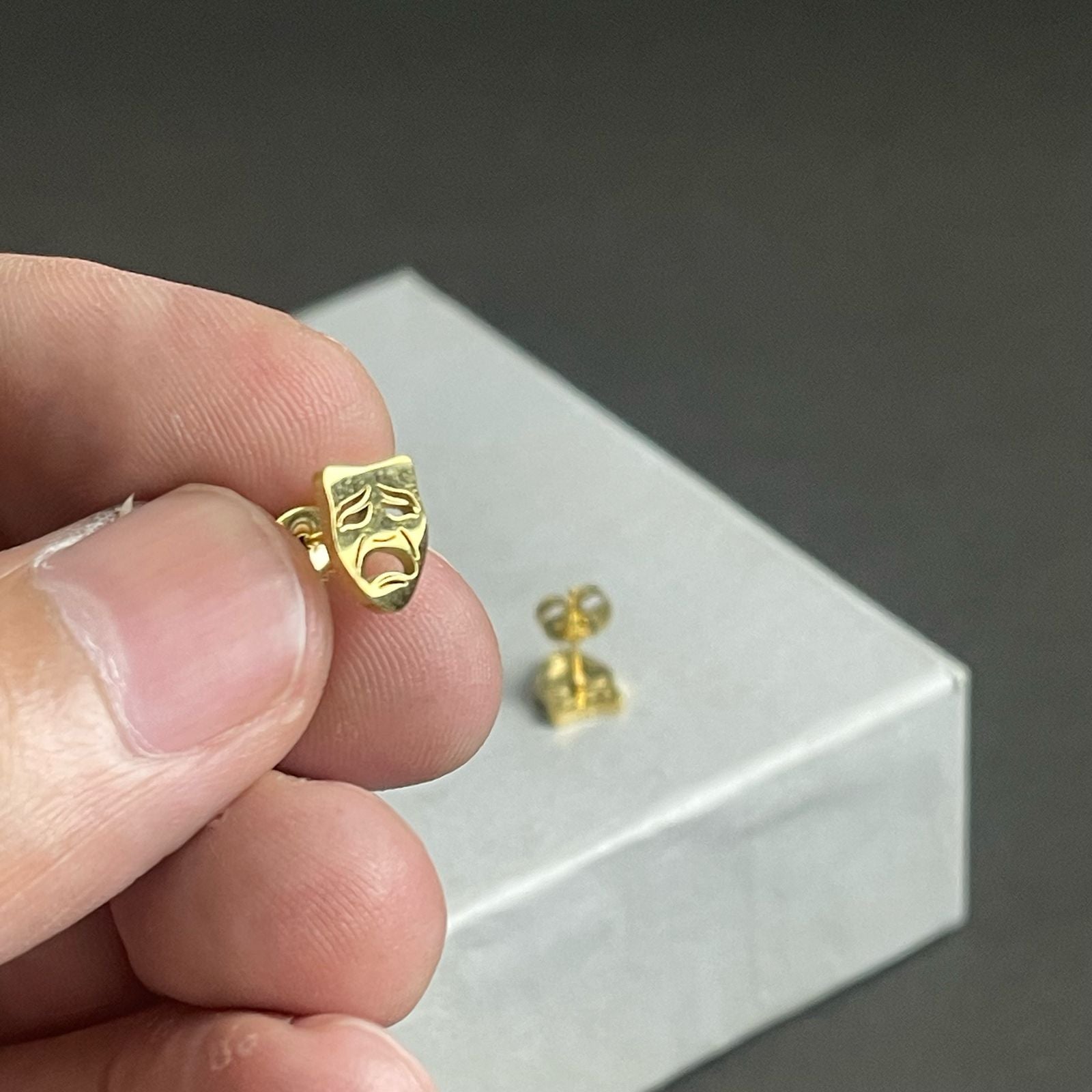 Golden mask earrings for men in Pakistan