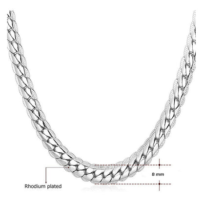 8mm Silver Miami Link Neck Chain For Men