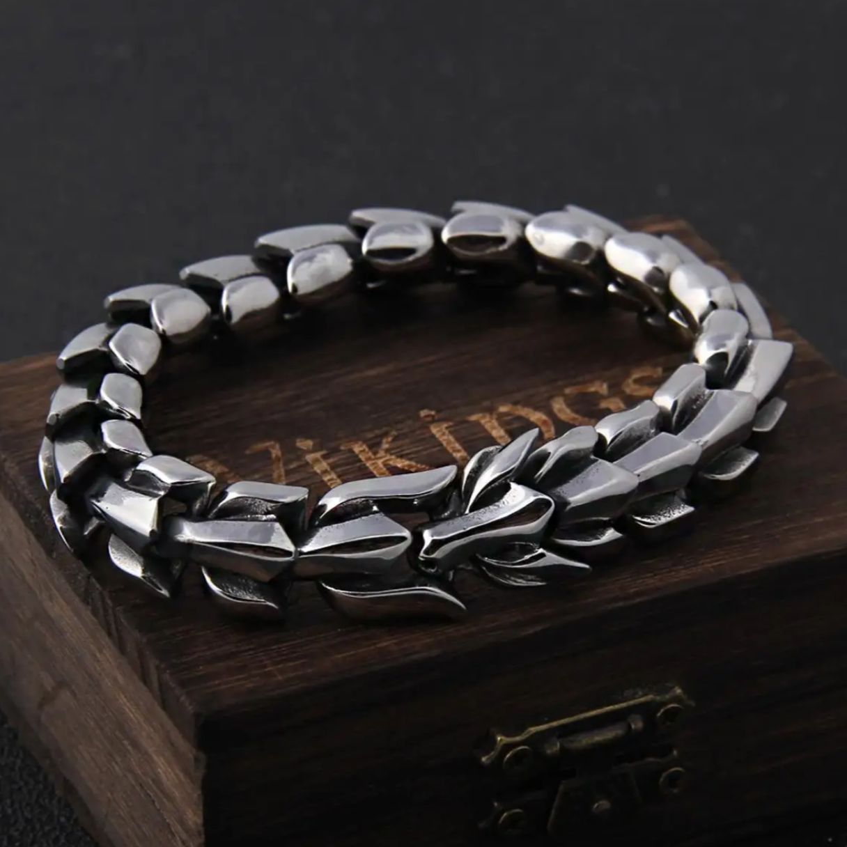 Viking dragon stainless steel bracelet for men online in Pakistan