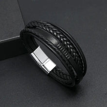 Load image into Gallery viewer, black layered leather bracelet for men boys in pakistan