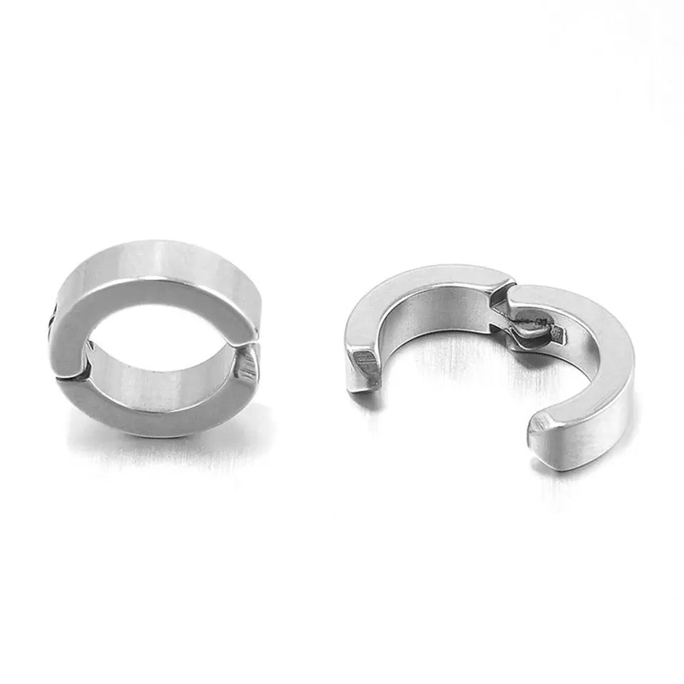 Stainless Steel Silver Non-Piercing Magnetic Bali Stud Earring For Men online in Pakistan