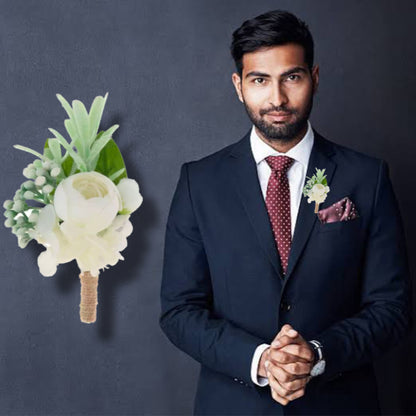 Men's Wedding Boutonniere Corsage White Floral