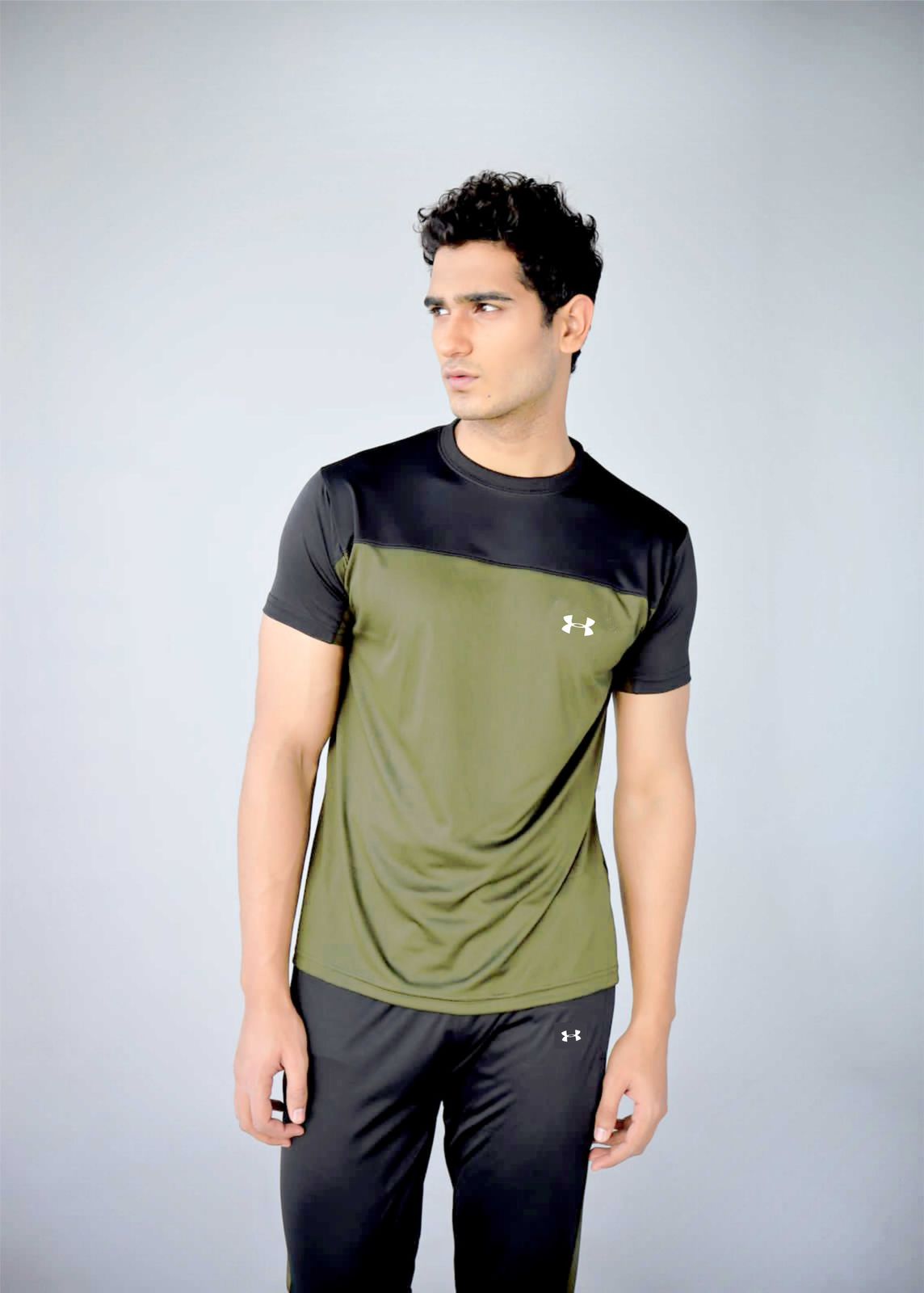 UA Olive Green and Black Summer Dri Fit Track Suit