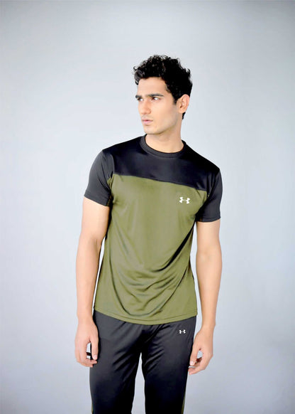 UA Olive Green and Black Summer Dri Fit Track Suit