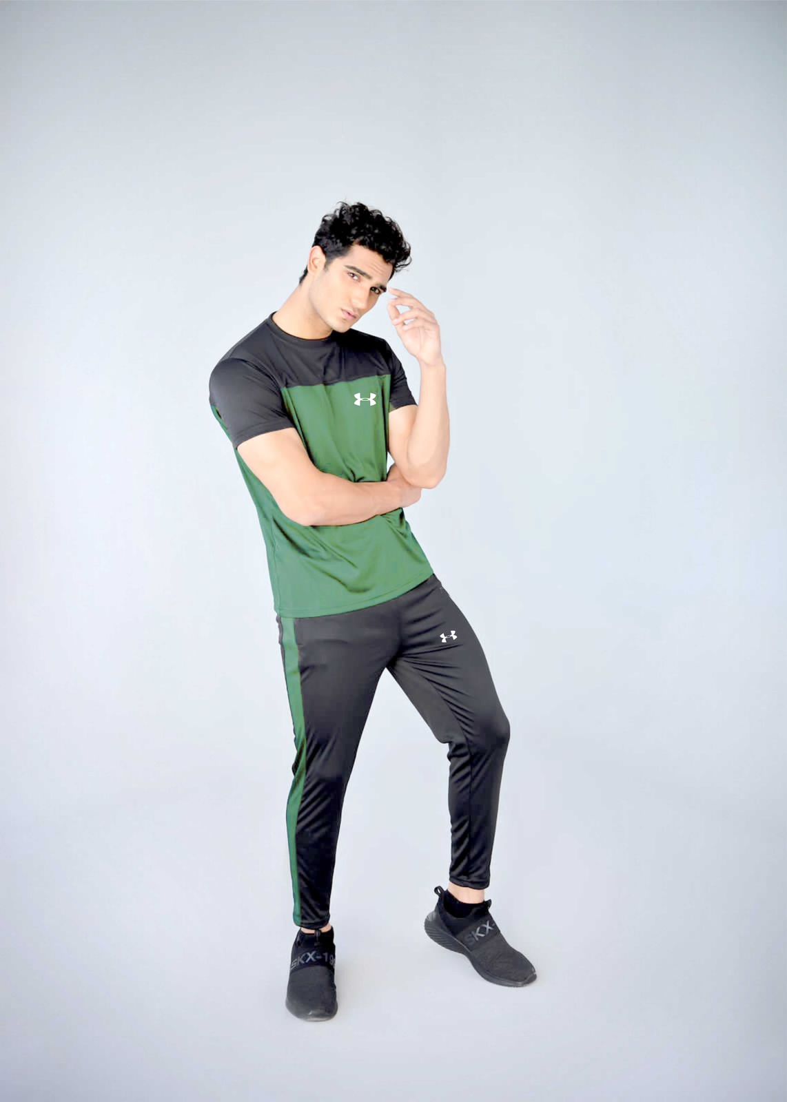 UA Green and Black Summer Dri Fit Track Suit