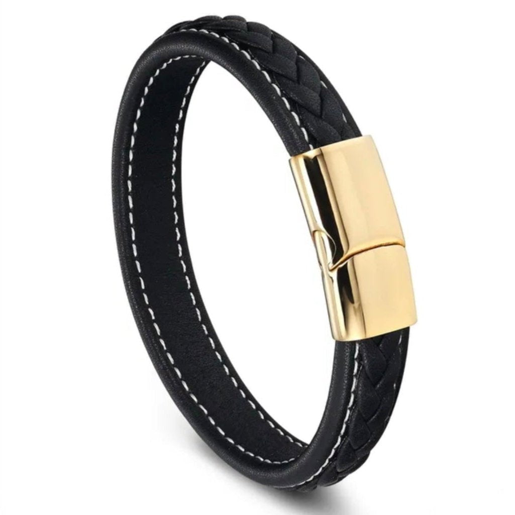 black leather bracelet for men online in pakistan