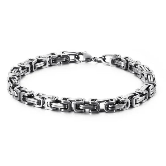 6mm silver stainless steel byzantine link chain bracelet for men online in pakistan