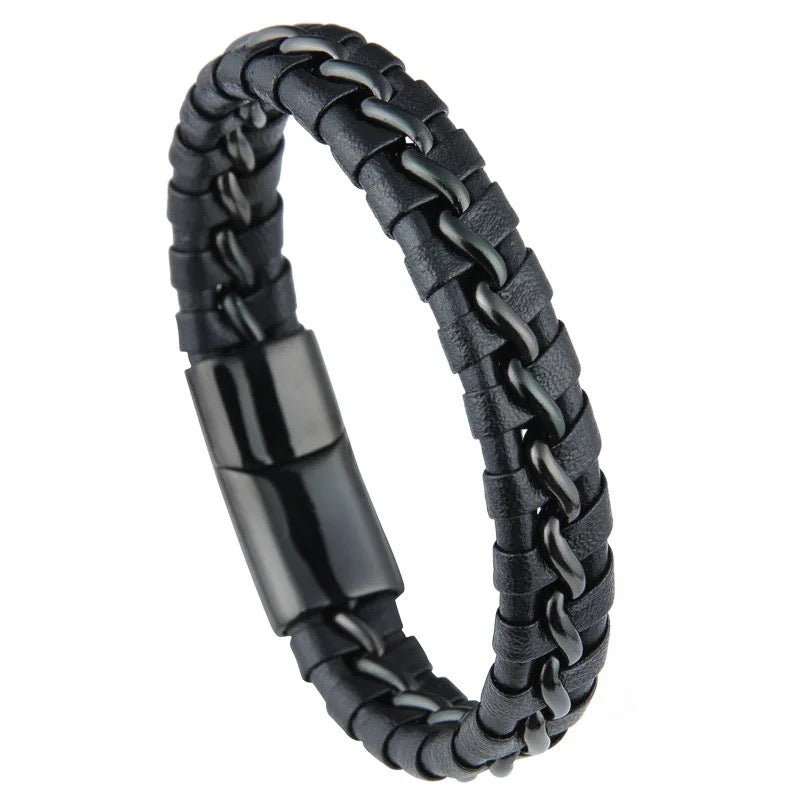 Urban Edge Wrap Leather Bracelet For Men