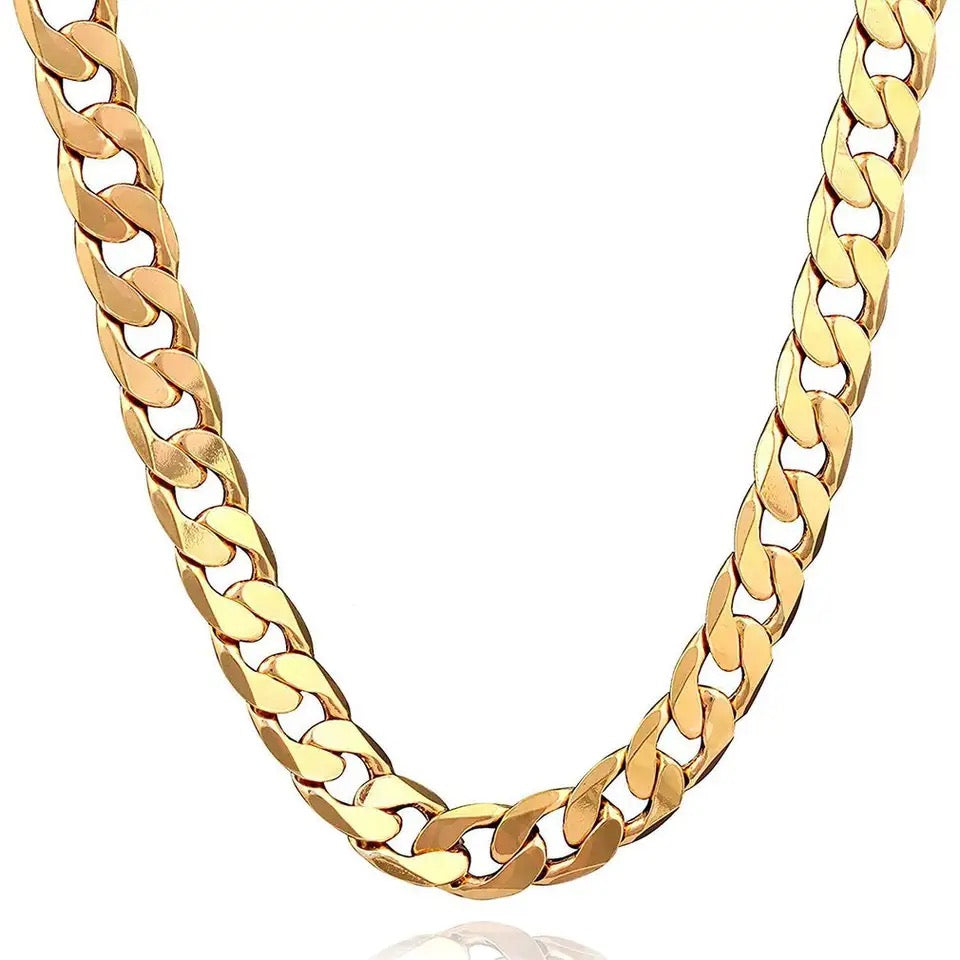 12mm stainless steel cuban curb neck chain for men online in pakistan