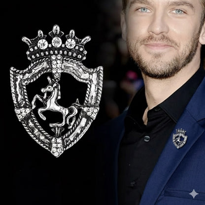 Horse Crown Brooch (Antique Silver)